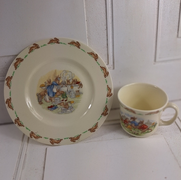 Royal Daulton Other - Vintage Royal Doulton Bunnykins Plate "Bath Time" 1936 English Fine Bone China